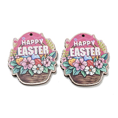 Single Face Printed Wood Pendants, Easter Charms