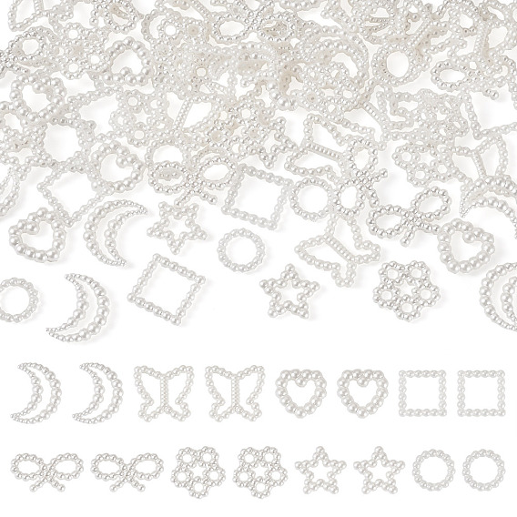 80шт 8 стили смоляные имитация жемчуга кабошоны, украшения для ногтей смешанной формы аксессуары для женщин