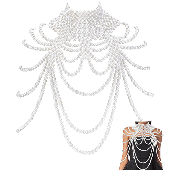 1Имитация жемчуга, круглые бусины, многослойные цепочки на плечо для женщин