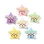 Opaque Printed Acrylic Beads, Star with Chevron Pattern