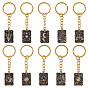 10Pcs 10 Styles Alloy Enamel Keychains, with Iron Split Key Rings, Rectangle with Tarot