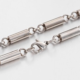 304л нержавеющей стали бар ссылку цепи ожерелья, с карабин-лобстерами , 24.6 дюйм (62.5 см), 5 мм