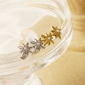 304 из нержавеющей стали серьги, звезда, с имитацией жемчуга