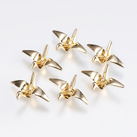 Brass Beads, Paper Crane, Real 18K Gold Plated