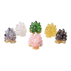 Resin Nine-tailed Fox Figurines, with Natural Gemstone Chips inside Statues for Home Office Decorations