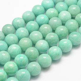 Chapelets de perles amazonite naturelles  , ronde, Grade a