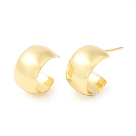 Brass Round Stud Earrings, Half Hoop Earrings, Long-Lasting Plated, Lead Free & Cadmium Free