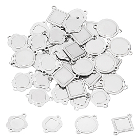 48 piezas 4 estilo 304 enlace de acero inoxidable, cabochon ajustes