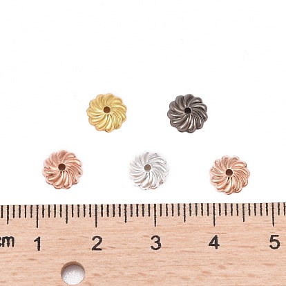 Brass Flower Bead Caps, 7x2mm, Hole: 1mm