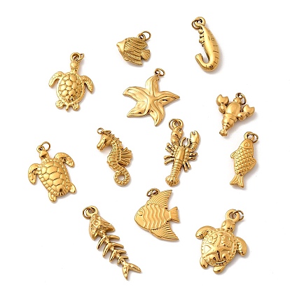 304 подвески из нержавеющей стали, ионное покрытие (ip), Тема океана, реальный 18 k позолоченный