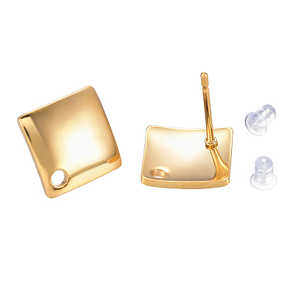 40pcs losange 304 boucles d'oreilles à tige en acier inoxydable avec boucle, 50 écrous d'oreille en silicone/dos de boucle d'oreille