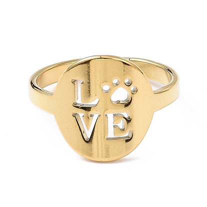 304 Stainless Steel Word Love Adjustable Ring for Women
