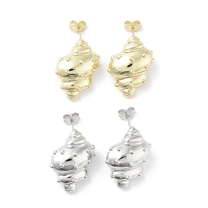 Латунная серьга-гвоздик с покрытием стойки, без кадмия и без свинца, долговечный, формы раковины