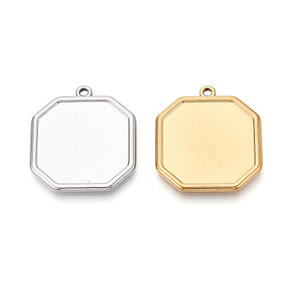 304 Настройки кабошон из нержавеющей стали кулон, многоугольник