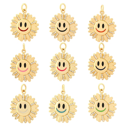 Латунные микро проложить кубического циркония подвески, с эмалью, солнце, с целью перехода в кольце
