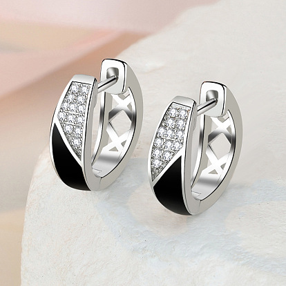 Латунные микропаве серьги-кольца с прозрачными кубическими циркониями