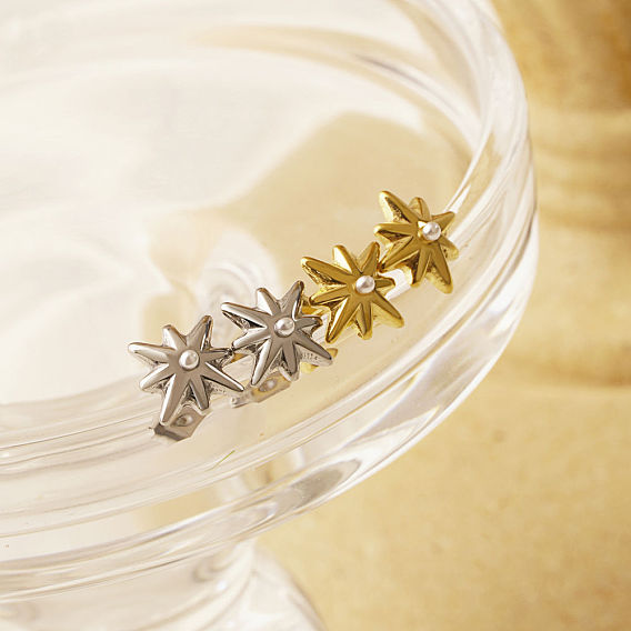304 из нержавеющей стали серьги, звезда, с имитацией жемчуга