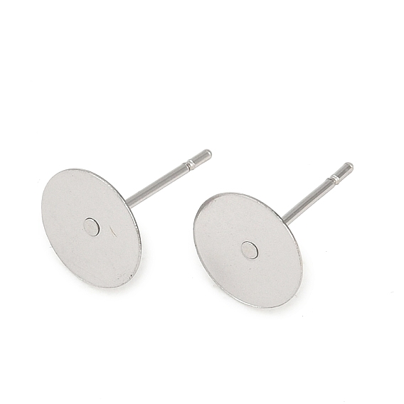 304 серьги-гвоздики из нержавеющей стали с плоскими круглыми заглушками, серьги кабошон