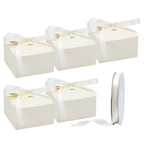 Paper Cardboard Jewelry Boxes, with Polyester Ribbon