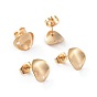 304 Stainless Steel Stud Earring Findings, with Ear Nuts/Earring Backs, Long-Lasting Plated, Wave Flat Round