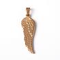304 Stainless Steel Pendants, Wing, 38.5x13x3mm, Hole: 4x6mm