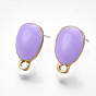 Alloy Stud Earring Findings, with Raw(Unplated) Pins, Enamel and Loop, Teardrop, Light Gold