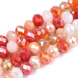 Стеклянные бусины с гальваническим покрытием , рондель, граненые