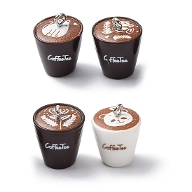 Непрозрачные подвески смолы, очарование кофе латте, с железной платиной петлей