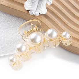 PVC Large Claw Hair Clips, with Plastic Imitation Pearl, Hair Accessories for Women & Girls