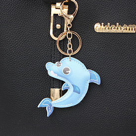 Dolphin Leather Keychain Pendant for Girls' Backpacks and Wallets
