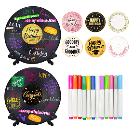 1 Set Plastic Record with Record Rack, 1 Set Paper Self-Adhesive Stickers, for DIY Decorations