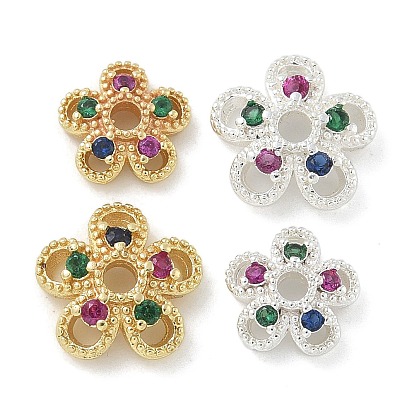 Латунные микро проложить кубического циркония Шапочки, долговечный, 5-лепестки, цветок