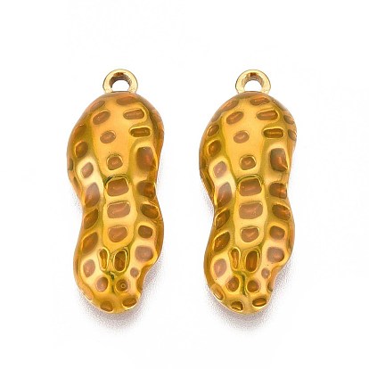 304 подвески из нержавеющей стали, с эмалью, арахисовое очарование, реальный 18 k позолоченный, ионное покрытие (ip)