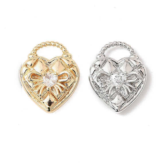 Латунные микро проложить кубического циркония подвески, без кадмия, без никеля и без свинца, сердце прелести