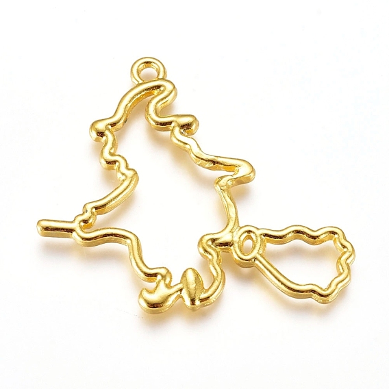 Halloween Zinc Alloy Open Back Bezel Pendants, For DIY UV Resin, Epoxy Resin, Pressed Flower Jewelry, Witch