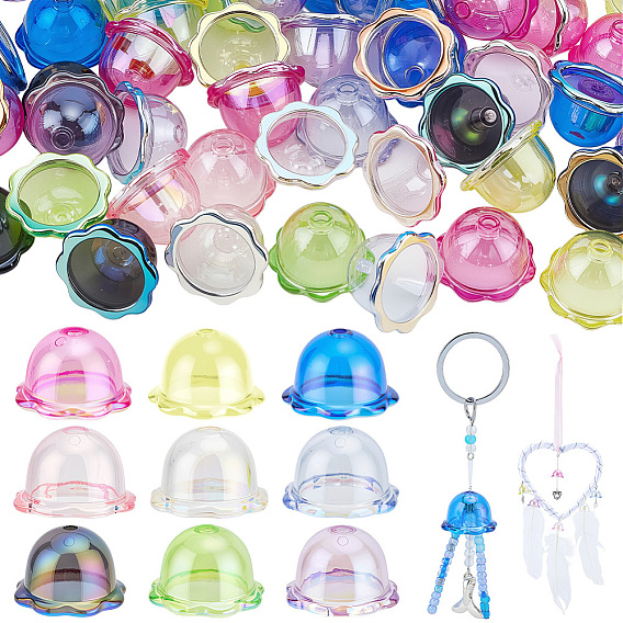 72 шт. 9 цветные гальванизированные прозрачные акриловые колпачки для бусин, цветок