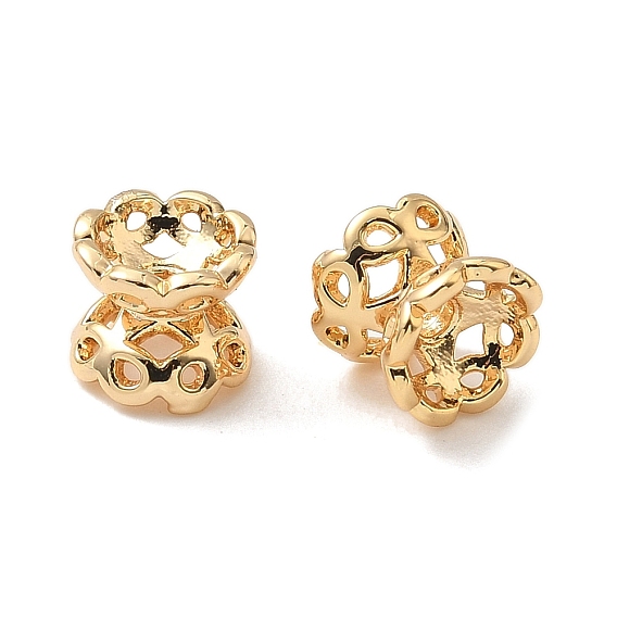 Латунные двойные колпачки для бусин, стойки покрытие, без никеля , цветок