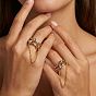 304 Stainless Steel Micro Pave Cubic Zirconia Finger Rings, Golden & Stainless Steel Color