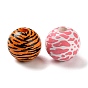 Набивные деревянные европейские бусины, круглый с леопардовым рисунком