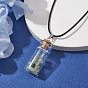 Glass Wish Bottle Pendant Necklace, Natural Mixed Gemstone Chips Tree Necklace