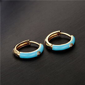 Colorful Oil Drop Zircon Earrings for Women, 18K Gold Plated Fashion Ear Studs