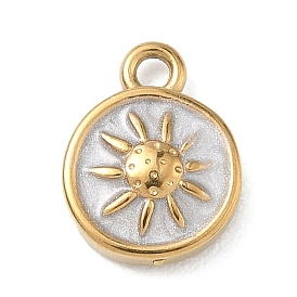304 нержавеющей стальной эмали подвески, плоский круглый с солнечными чарами, с блеском порошок