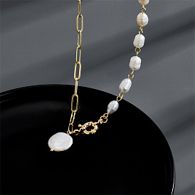 Baroque Pearl Necklace with Classic Clasp - Elegant European Style Jewelry for Women