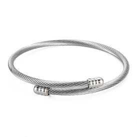 Twisted Cable Cuff Bangle, Removable End Caps Open Bangle for Men Women