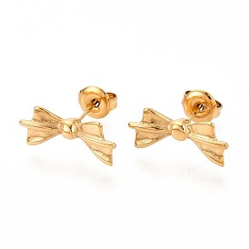 Bowknot 304 из нержавеющей стали серьги стержня, ионное покрытие (ip)