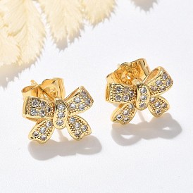 Серьги-гвоздики из латунного микро-паве, долговечный, реальный 18 k позолоченный