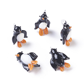 Pendentifs au chalumeau faits à la main, pingouin