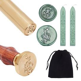 CRASPIRE DIY Wax Seal Stamp Kits, Including Brass Handles, Sealing Wax Sticks, Rectangle Velvet Pouches