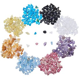 Gemstone Chips Beads, Natural Aquamarine, Quartz Crystal, Amethyst, Obsidian, Natural Jade, Rhodochrosite, Synthetic Turquoise