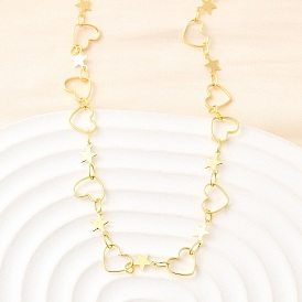 Латунные ожерелья-цепочки в форме сердца и звезды для женщин, без кадмия и без свинца, стойки покрытие, долговечный